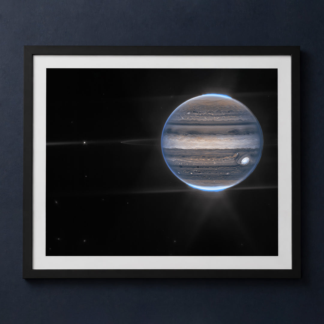 Framed print mockup — The Polar Auroras of Jupiter