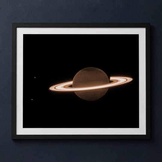 Framed print mockup — JWST Saturn Infrared