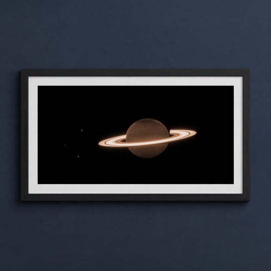 Framed print mockup — JWST Saturn Panorama in Infrared
