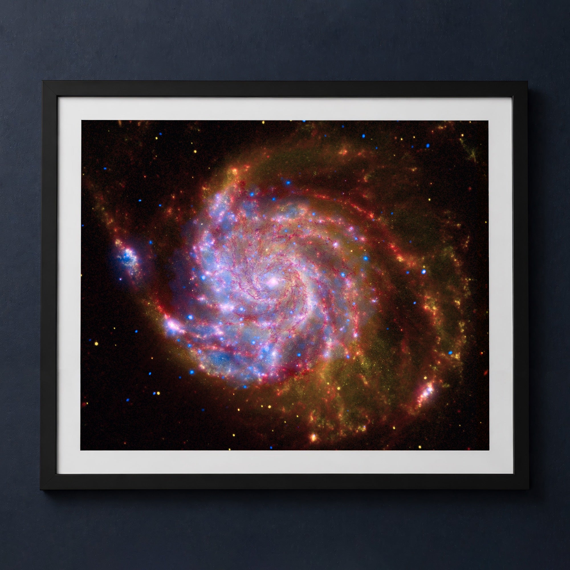 Framed print mockup — M101 Spiral Galaxy