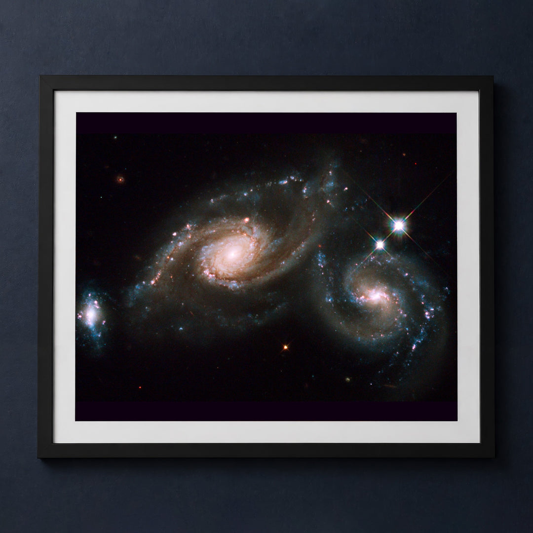 Framed print mockup — Colliding Triple Galaxies