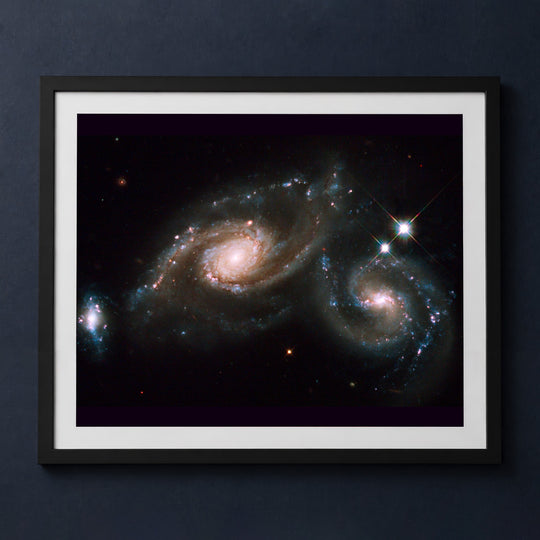 Framed print mockup — Colliding Triple Galaxies