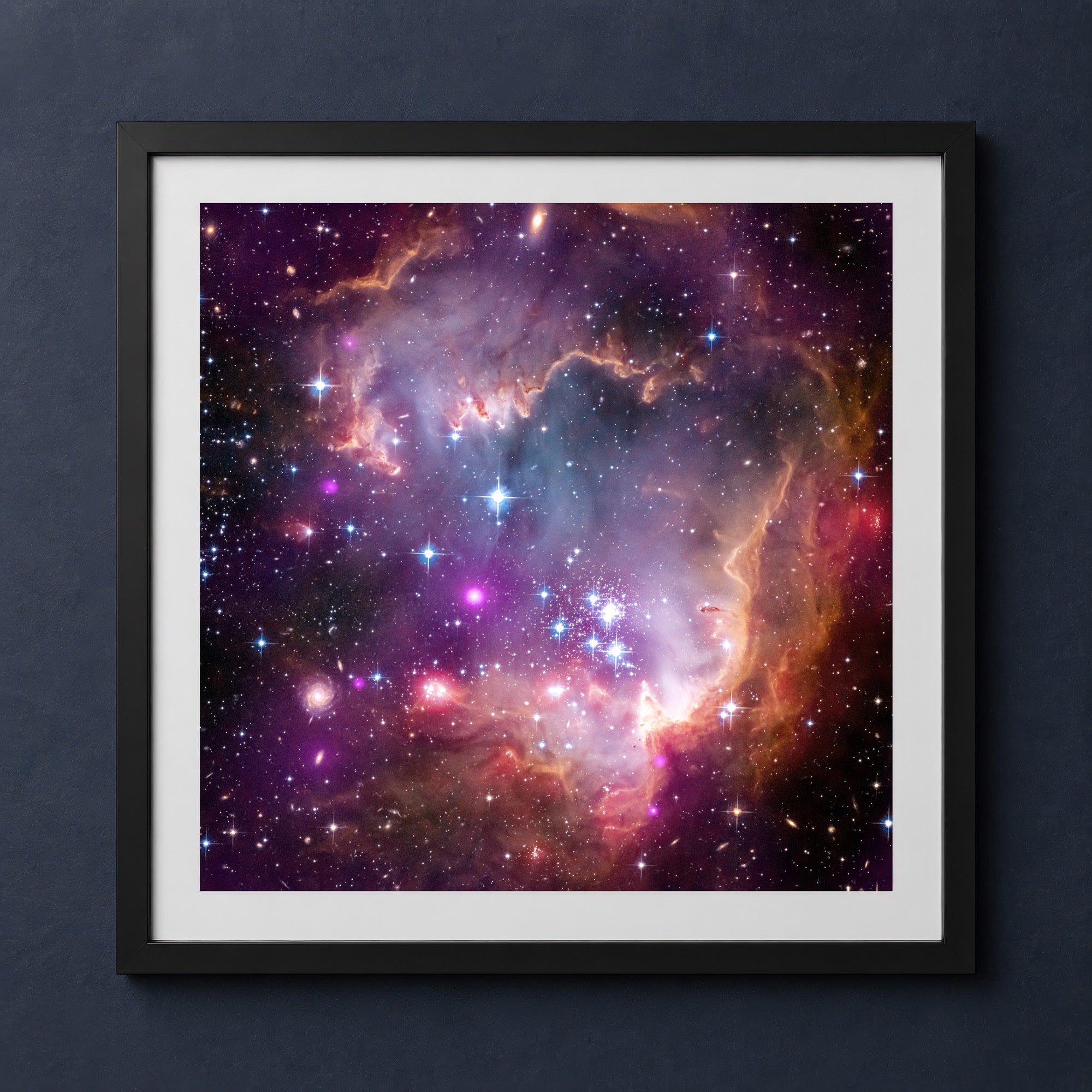 Framed print mockup — NGC 602 and Beyond