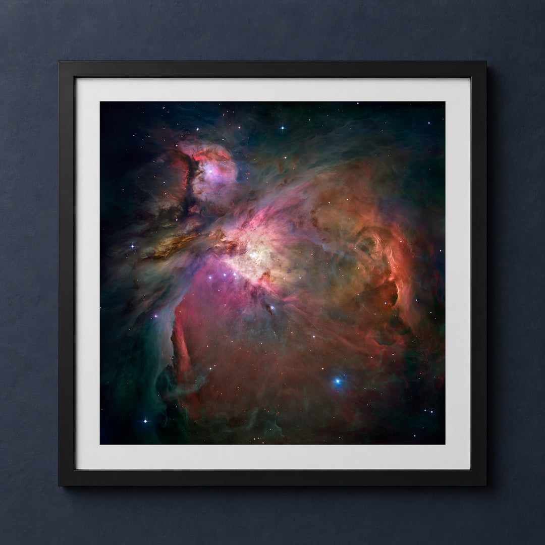Framed print mockup — Hubble Orion Nebula