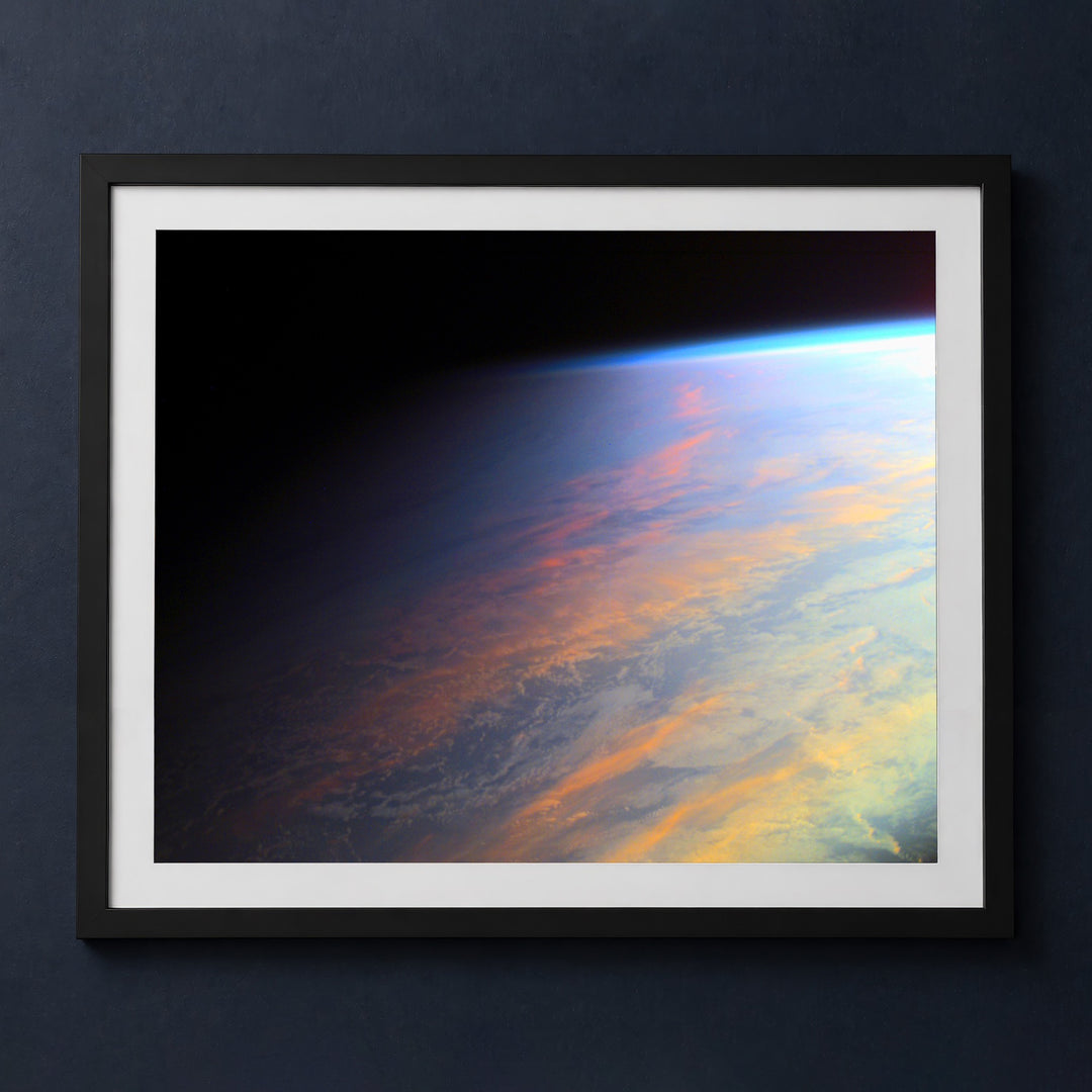 Framed print mockup — ISS Earth at Twilight