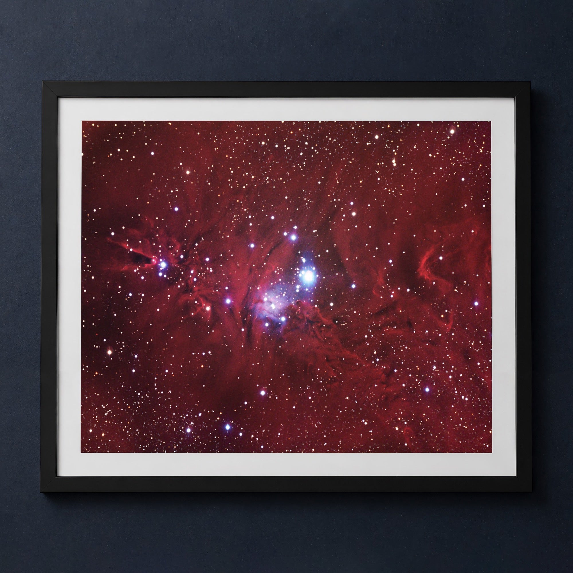 Framed print mockup — Cone and Fox Fur Nebula
