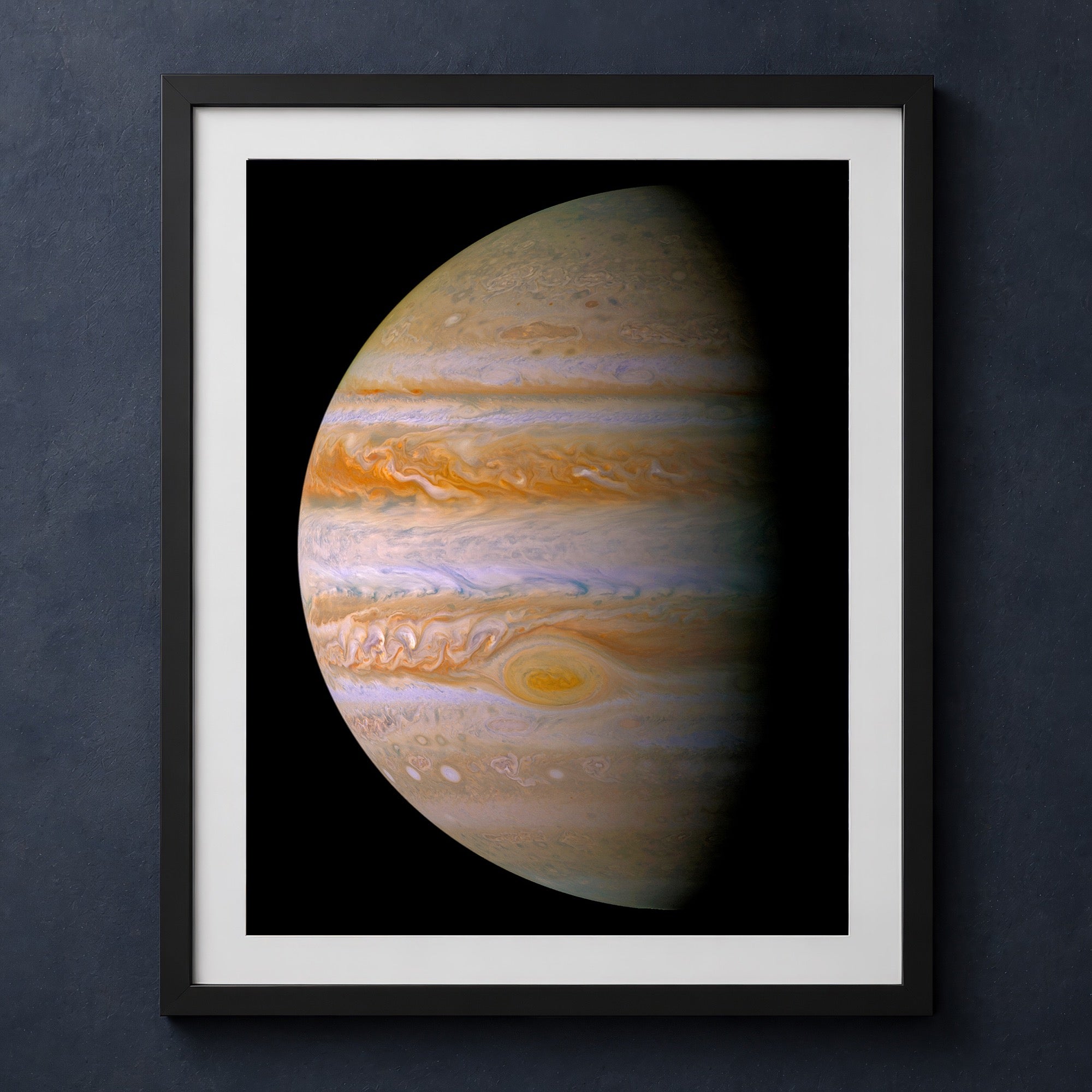 Framed print mockup — Cassini Half Jupiter