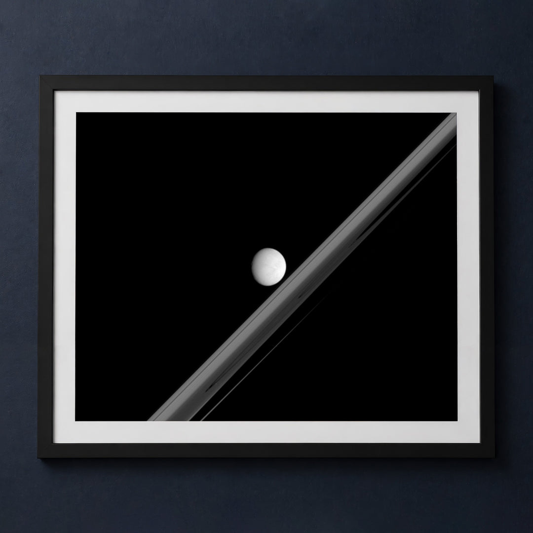 Framed print mockup — Moon Enceladus and Rings