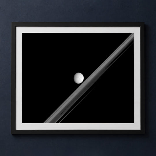 Framed print mockup — Moon Enceladus and Rings
