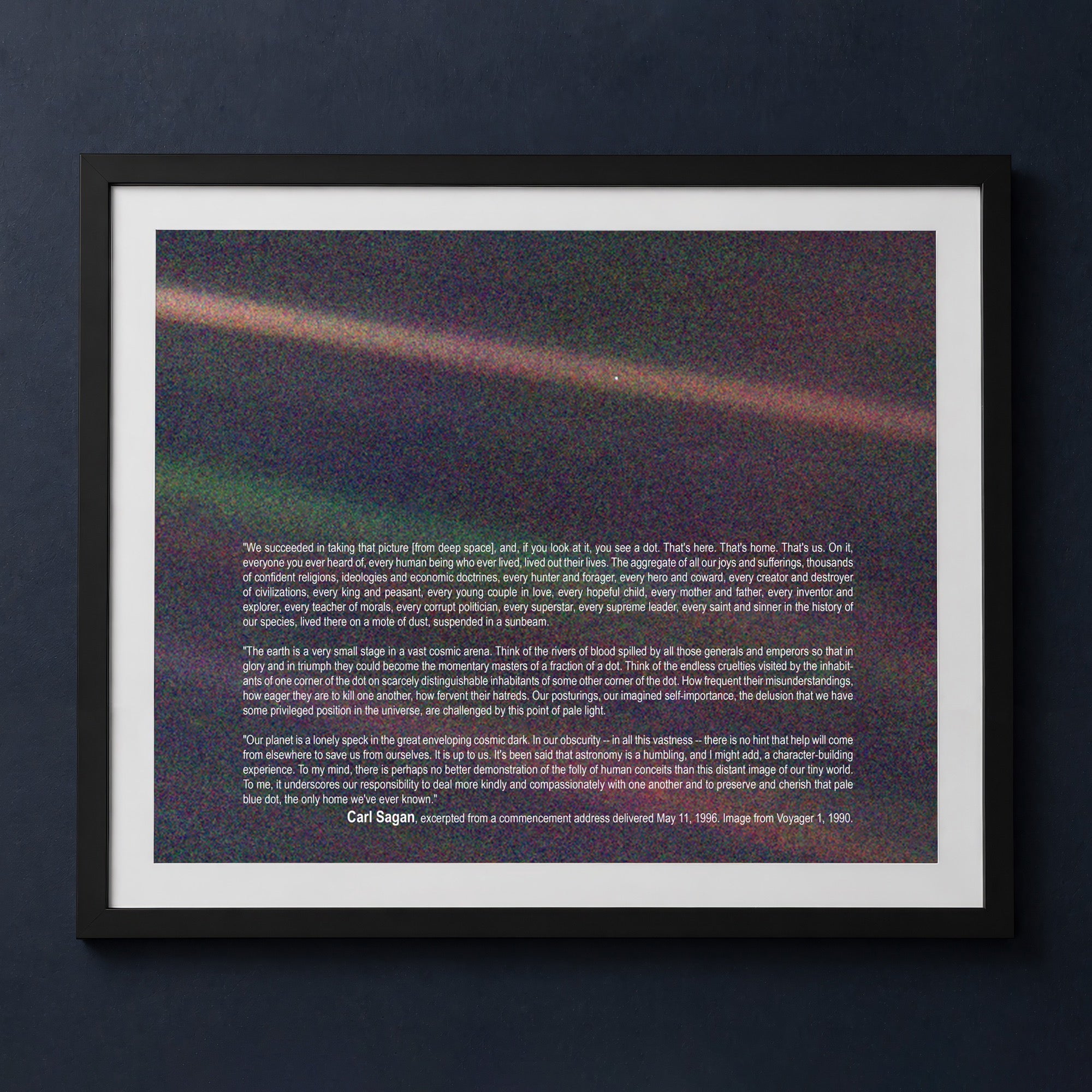Framed print mockup — Carl Sagan Pale Blue Dot