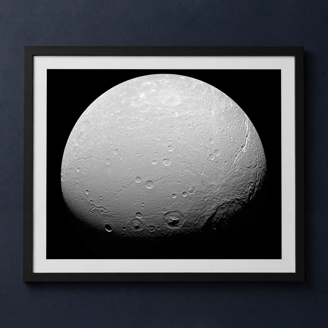Framed print mockup — Crater on Dione