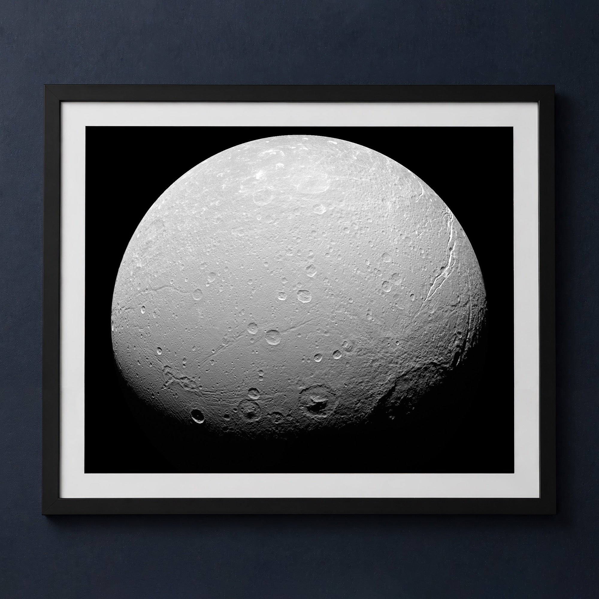 Framed print mockup — Crater on Dione
