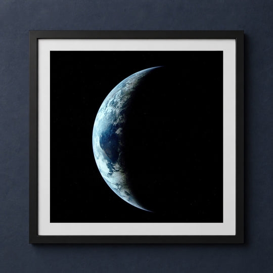 Framed print mockup — Apollo 11 Crescent Earth