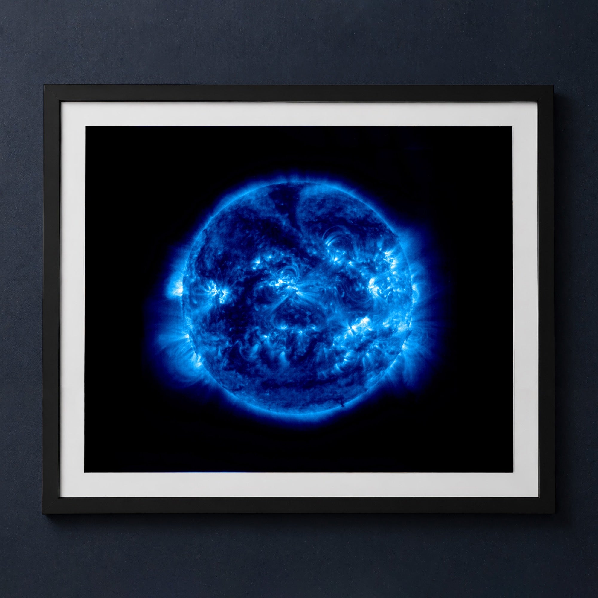 Framed print mockup — Blue Iron Sun