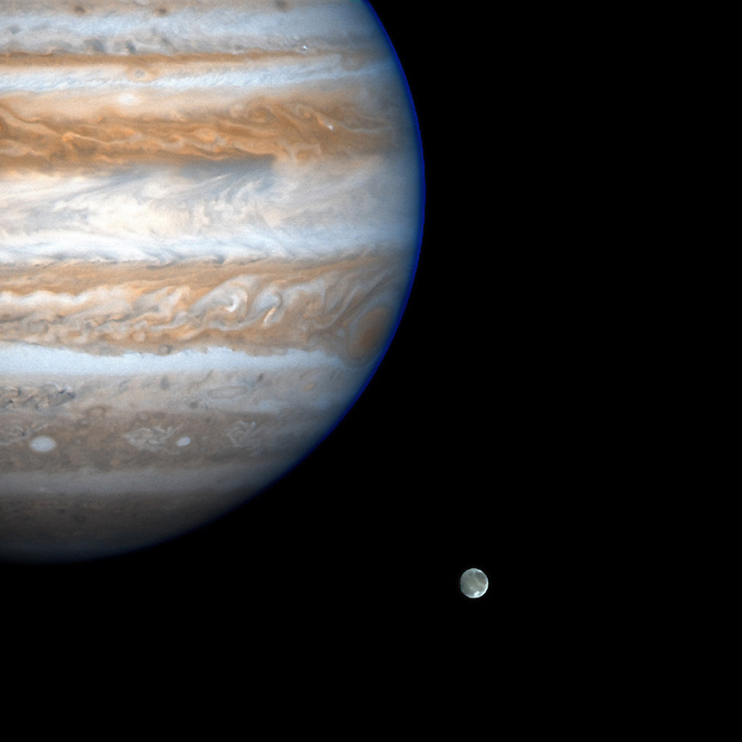 Jupiter and Ganymede - high resolution space images - Sky Image Lab