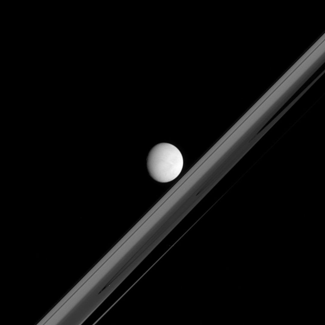 Moon Enceladus and Rings - high resolution space images - Sky Image Lab